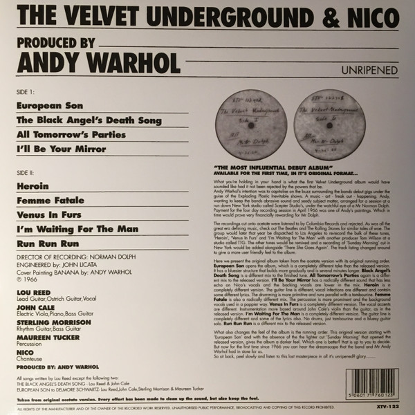 The Velvet Underground & Nico - The Velvet Underground & Nico Unripened | Not On Label (The Velvet Underground) (XTV-122) - 2 The Velvet Underground & Nico - The Velvet Underground & Nico Unripened | Not On Label (The Velvet Underground) (XTV-122) - 2