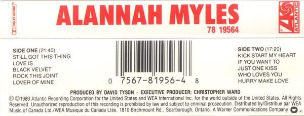 Alannah Myles - Alannah Myles [Cassette] | Atlantic (78 19564) - 2