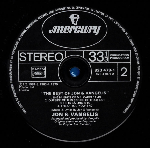 Jon & Vangelis - The Best Of Jon And Vangelis | Mercury (823 478-1) - 4