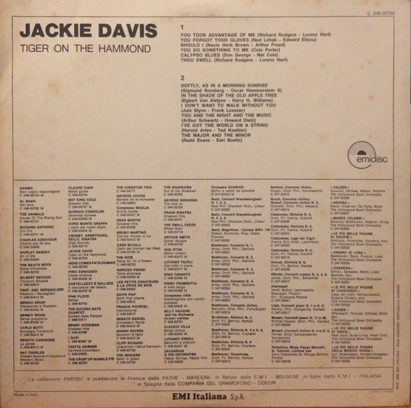 Jackie Davis - Tiger On The Hammond | Emidisc (C 048-50 704) - 2 Jackie Davis - Tiger On The Hammond | Emidisc (C 048-50 704) - 2