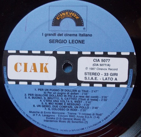 Ennio Morricone - I Grandi Del Cinema Italiano Sergio Leone | Cinevox Record (CIA 5077) - 3