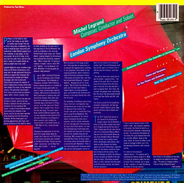 Michel Legrand , London Symphony Orchestra - Suites From "Umbrellas Of Cherbourg" And "Go-Between" | CBS Masterworks (M 35175)