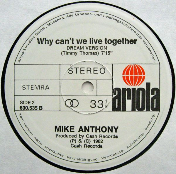 Mike Anthony - Why Can't We Live Together... (New Version) | Ariola (600.535) - 4