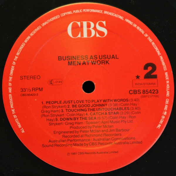 Men At Work - Business As Usual | CBS (CBS 85423) - 3 Men At Work - Business As Usual | CBS (CBS 85423) - 3