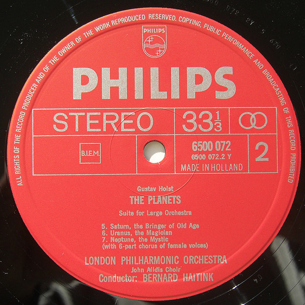 Gustav Holst , London Philharmonic Orchestra , Bernard Haitink - The Planets | Philips (6500 072) - 4