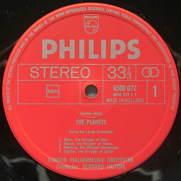 Gustav Holst , London Philharmonic Orchestra , Bernard Haitink - The Planets | Philips (6500 072) - 3
