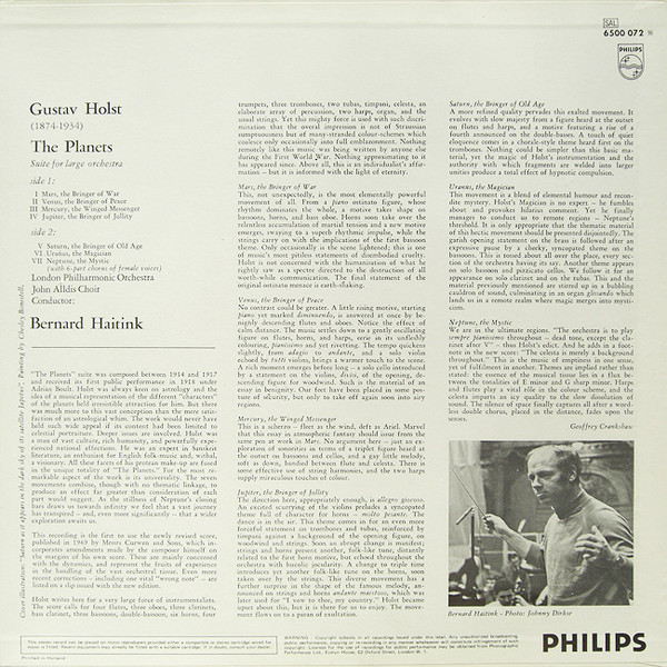 Gustav Holst , London Philharmonic Orchestra , Bernard Haitink - The Planets | Philips (6500 072) - 2