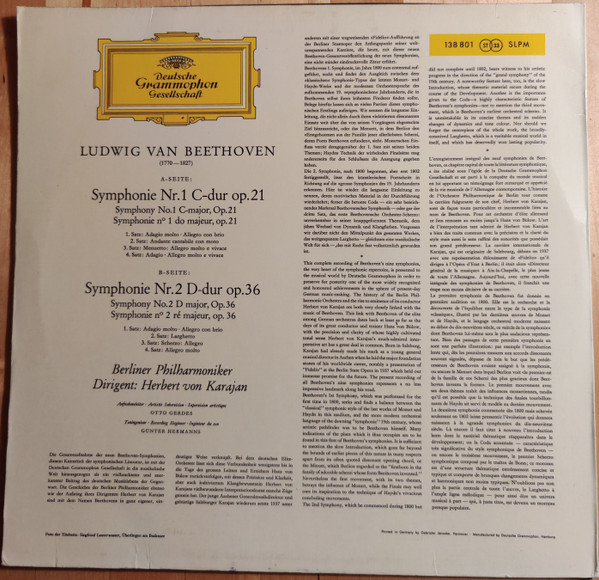 Ludwig van Beethoven – Herbert von Karajan · Berliner Philharmoniker - Symphonien 1 & 2 | Deutsche Grammophon (138 801 SLPM) - 2 Ludwig van Beethoven – Herbert von Karajan · Berliner Philharmoniker - Symphonien 1 & 2 | Deutsche Grammophon (138 801 SLPM) - 2