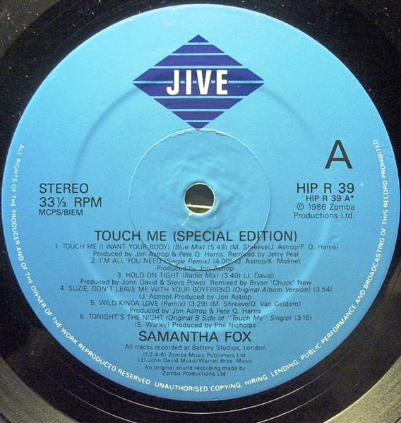 Samantha Fox - Touch Me | Jive (HIP R 39) - 4