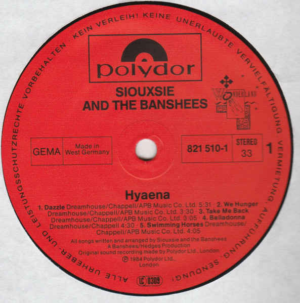 Siouxsie & The Banshees - Hyaena | Polydor (821 510-1 Y) - 3 Siouxsie & The Banshees - Hyaena | Polydor (821 510-1 Y) - 3