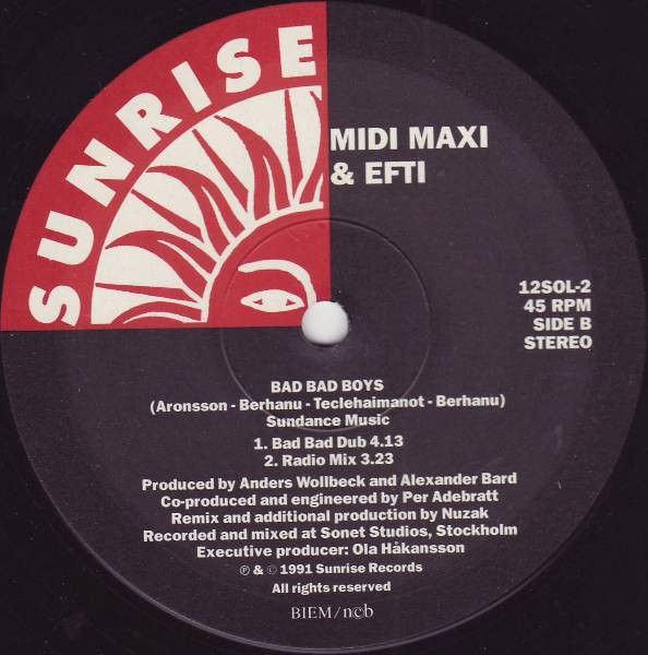 Midi, Maxi & Efti - Bad Bad Boys | Sunrise Records (12SOL-2) - 2 Midi, Maxi & Efti - Bad Bad Boys | Sunrise Records (12SOL-2) - 2