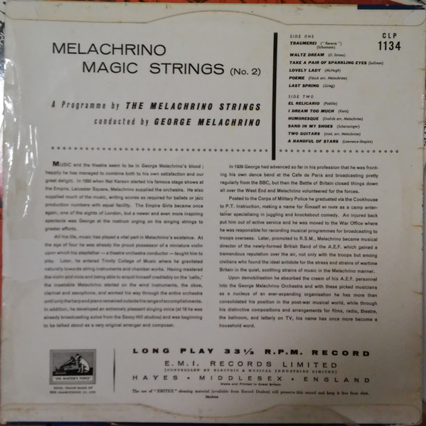 George Melachrino , The Melachrino Strings - Melachrino Magic Strings (No. 2) | His Master's Voice (CLP 1134) - 2 George Melachrino , The Melachrino Strings - Melachrino Magic Strings (No. 2) | His Master's Voice (CLP 1134) - 2