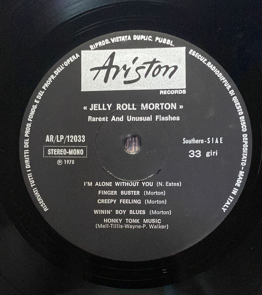 Jelly Roll Morton - Rarest And Unusual Flashes | Ariston Records (AR/LP/12033) - 4 Jelly Roll Morton - Rarest And Unusual Flashes | Ariston Records (AR/LP/12033) - 4