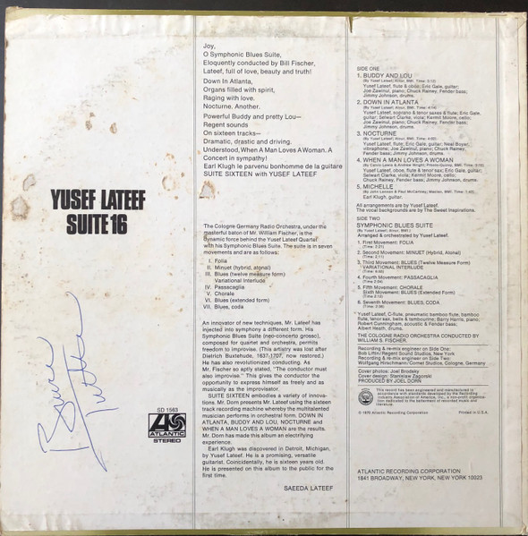 Yusef Lateef - Suite 16 | Atlantic (SD 1563) - 2