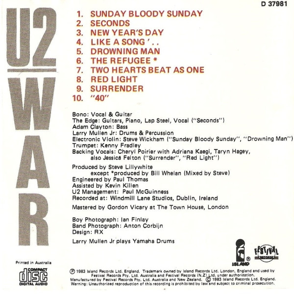 U2 - War CD | Festival Records (D 37981) - 4 U2 - War CD | Festival Records (D 37981) - 4
