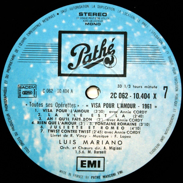 Luis Mariano - Toutes Ses Opérettes N°4 | Pathé Marconi EMI (2C 062 10404) - 2