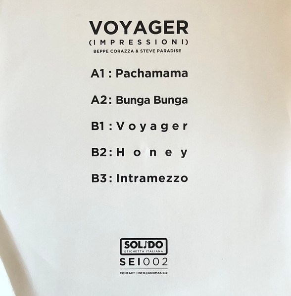 Beppe Corazza , Steve Paradise - Voyager (Impressioni) | Solido Etichetta Italiana (SEI002) - 2 Beppe Corazza , Steve Paradise - Voyager (Impressioni) | Solido Etichetta Italiana (SEI002) - 2