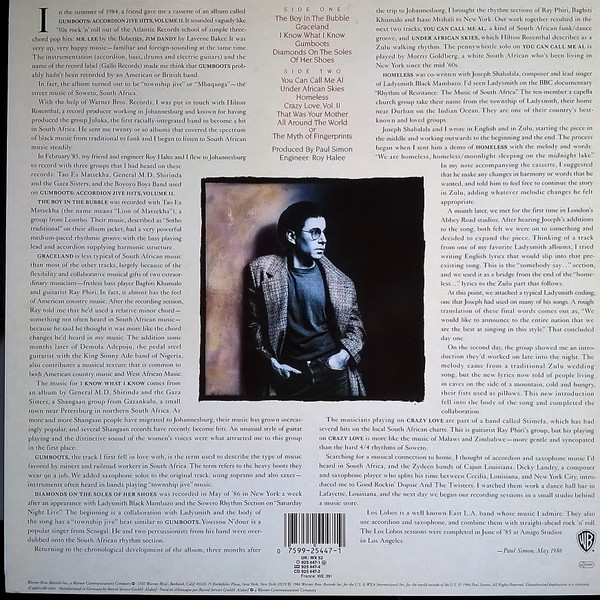 Paul Simon - Graceland | Warner Bros. Records (WX 52) - 2