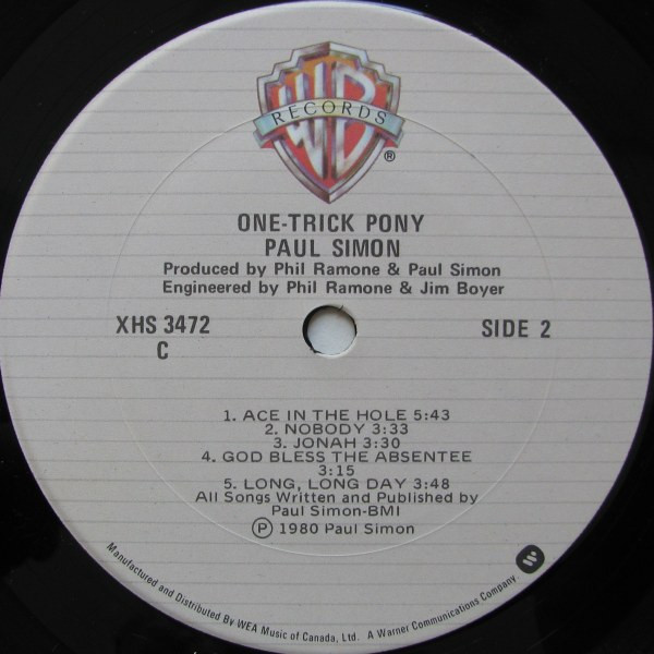 Paul Simon - One-Trick Pony | Warner Bros. Records (XHS 3472) - 4 Paul Simon - One-Trick Pony | Warner Bros. Records (XHS 3472) - 4
