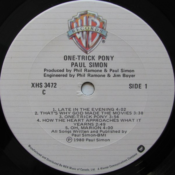 Paul Simon - One-Trick Pony | Warner Bros. Records (XHS 3472) - 3 Paul Simon - One-Trick Pony | Warner Bros. Records (XHS 3472) - 3