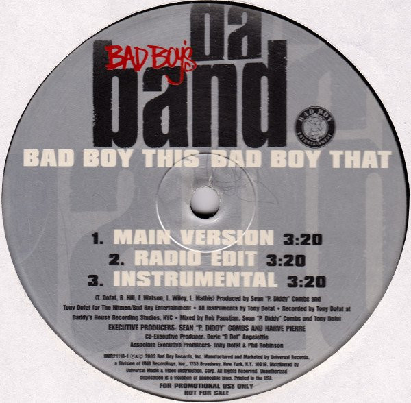 Da Band - Bad Boy This Bad Boy That / Hold Me Down | Bad Boy Entertainment (UNIR21110-1) - 2