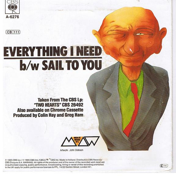 Men At Work - Everything I Need | CBS (CBSA 6276) - 2