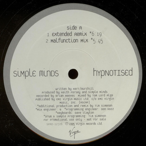 Simple Minds - Hypnotised | Virgin (SPRO-12726)