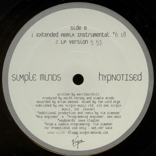 Simple Minds - Hypnotised | Virgin (SPRO-12726) - 2 Simple Minds - Hypnotised | Virgin (SPRO-12726) - 2