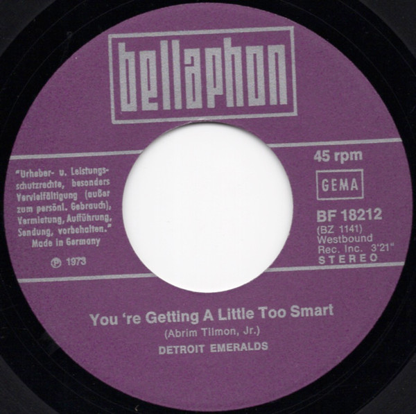 Detroit Emeralds - You're Gettin' A Little Too Smart | Bellaphon (BF 18212) - 3