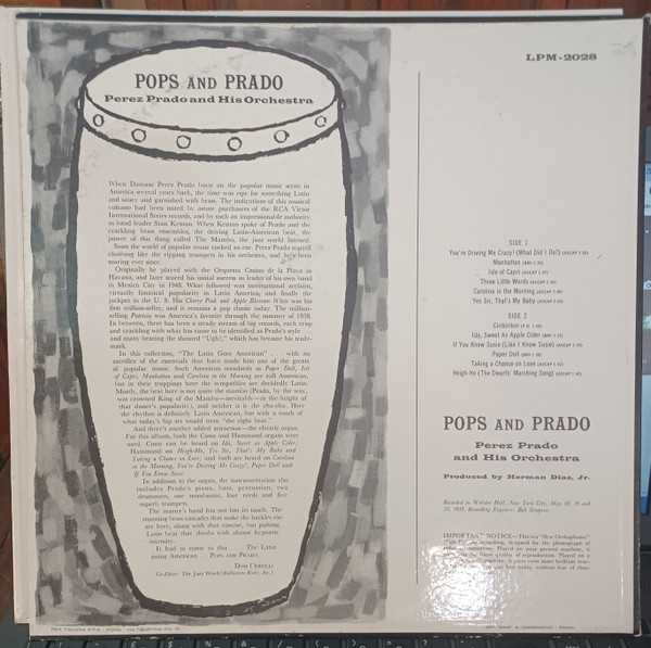 Perez Prado And His Orchestra - Pops And Prado | RCA Victor (LPM-2028) - 2
