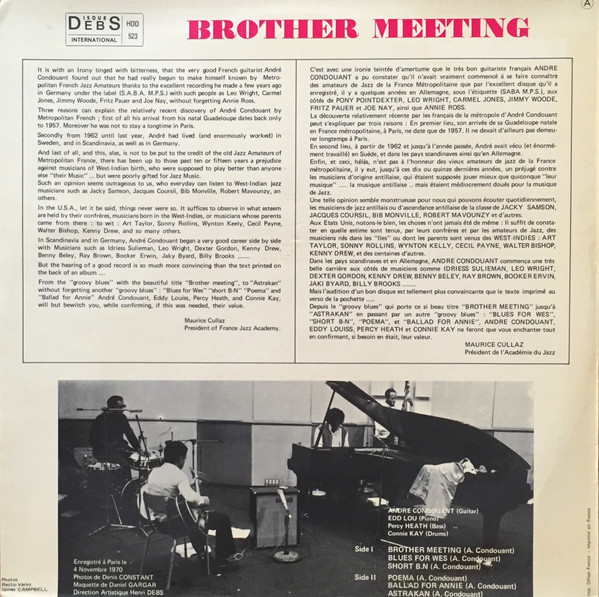 André Condouant - Brother Meeting | Disques Debs (HDD 523) - 2 André Condouant - Brother Meeting | Disques Debs (HDD 523) - 2