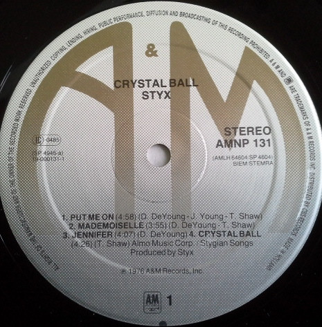 Styx - Crystal Ball | A&M Records (AMNP 131) - 4 Styx - Crystal Ball | A&M Records (AMNP 131) - 4