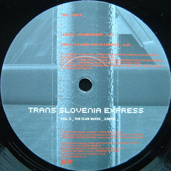 Various - Trans Slovenia Express - Volume 2 The Club Mixes | Mute (12 MUTE 348) - main