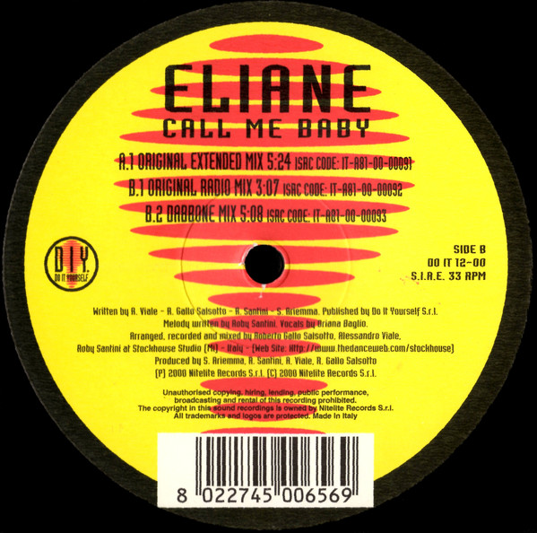 Eliane - Call Me Baby | Do It Yourself Entertainment (DO IT 12-00) - main Eliane - Call Me Baby | Do It Yourself Entertainment (DO IT 12-00) - main