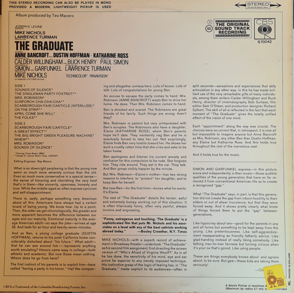 Paul Simon , Simon & Garfunkel , Dave Grusin - The Graduate (The Original Soundtrack Recording) | CBS (S 70042) - 2 Paul Simon , Simon & Garfunkel , Dave Grusin - The Graduate (The Original Soundtrack Recording) | CBS (S 70042) - 2