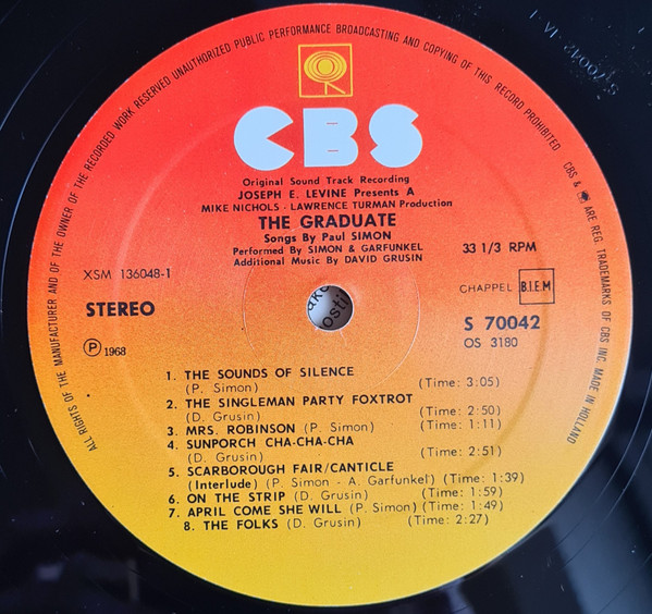 Paul Simon , Simon & Garfunkel , Dave Grusin - The Graduate (The Original Soundtrack Recording) | CBS (S 70042) - 3 Paul Simon , Simon & Garfunkel , Dave Grusin - The Graduate (The Original Soundtrack Recording) | CBS (S 70042) - 3