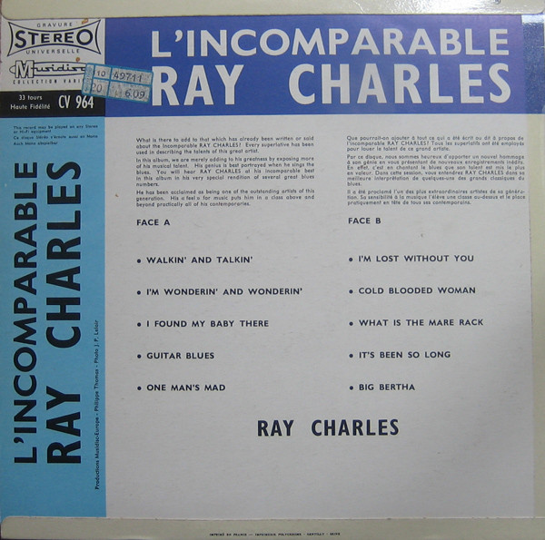 Ray Charles - L'Incomparable | Musidisc (30 CV 964) - 2 Ray Charles - L'Incomparable | Musidisc (30 CV 964) - 2