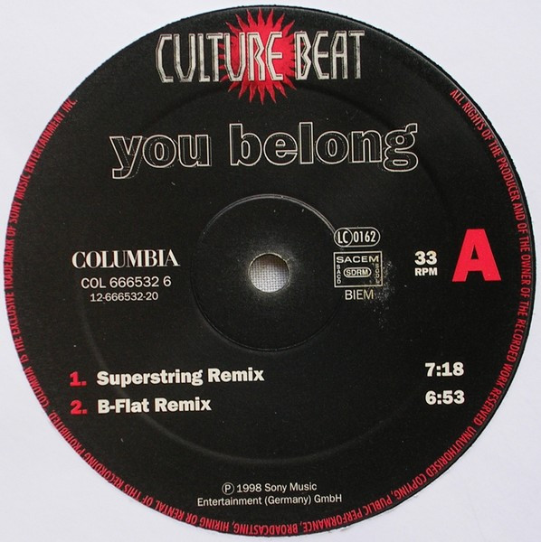 Culture Beat - You Belong | Columbia (COL 666532 6) - 2 Culture Beat - You Belong | Columbia (COL 666532 6) - 2