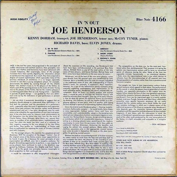 Joe Henderson - In 'N Out | Blue Note (BLP 4166) - 2