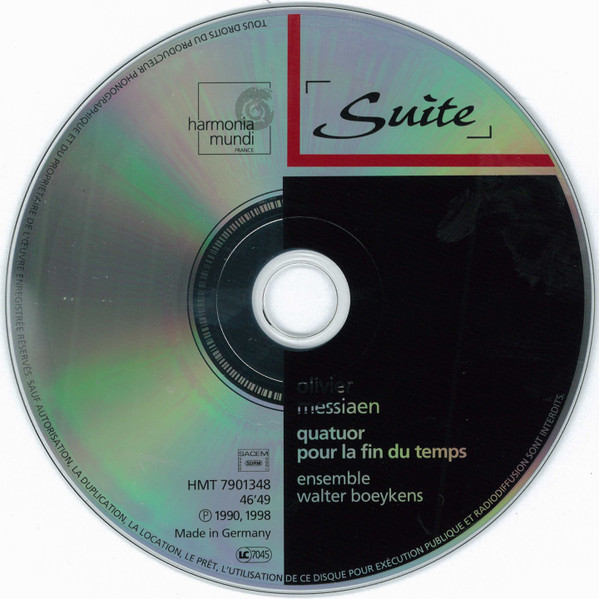 Olivier Messiaen - Ensemble Walter Boeykens - Quatuor Pour La Fin Du Temps | Harmonia Mundi France (HMT 7901348) - 3