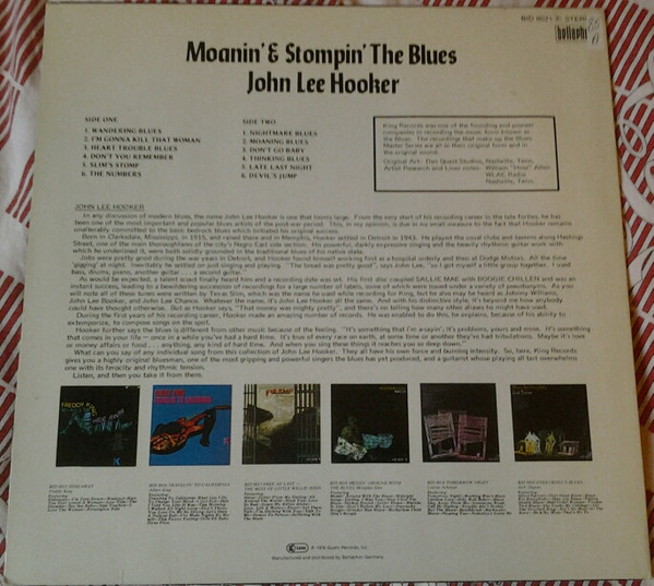 John Lee Hooker - Moanin' And Stompin' Blues | Bellaphon (BID 8021) - 2
