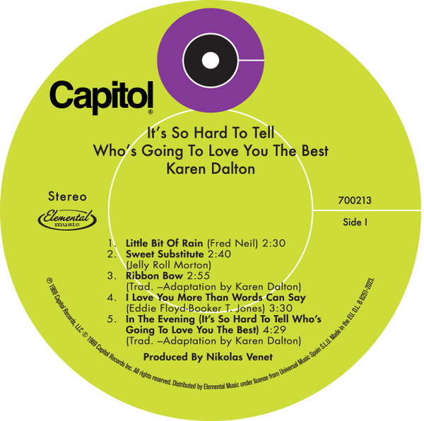 Karen Dalton - It's So Hard To Tell Who's Going To Love You The Best | Elemental Music (700213) - 2