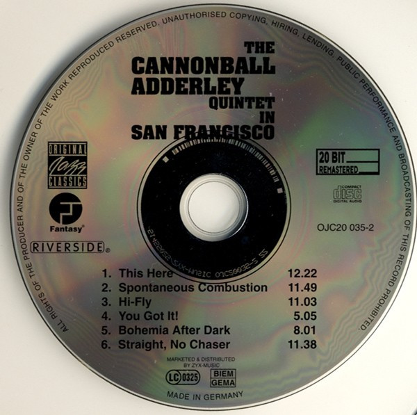 The Cannonball Adderley Quintet - In San Francisco | Original Jazz Classics (OJC20 035-2) - 3