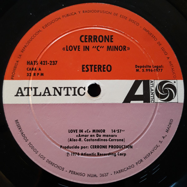 Cerrone - Love In C Minor | Atlantic (HATS 421-237) - 3