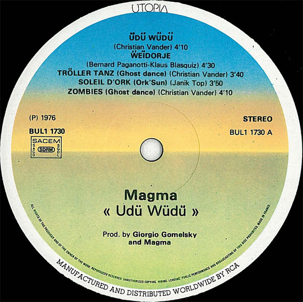 Magma - Üdü Wüdü | Utopia (BUL 1-1730) - 3