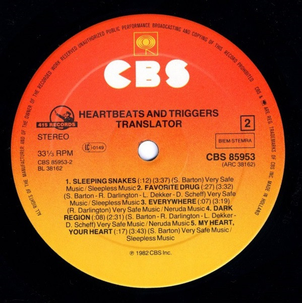 Translator - Heartbeats And Triggers | CBS (CBS 85953) - 4 Translator - Heartbeats And Triggers | CBS (CBS 85953) - 4