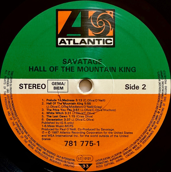 Savatage - Hall Of The Mountain King | Atlantic (781 775-1) - 4