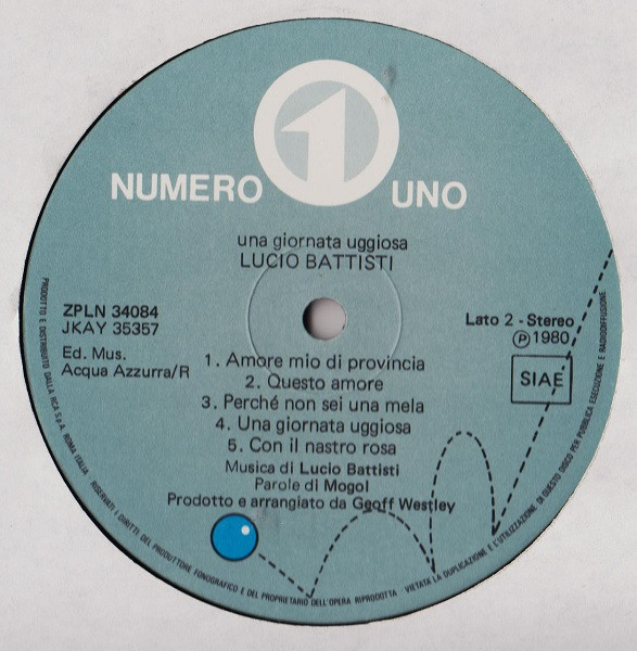 Lucio Battisti - Una Giornata Uggiosa | Numero Uno (ZPLN 34084) - 2 Lucio Battisti - Una Giornata Uggiosa | Numero Uno (ZPLN 34084) - 2