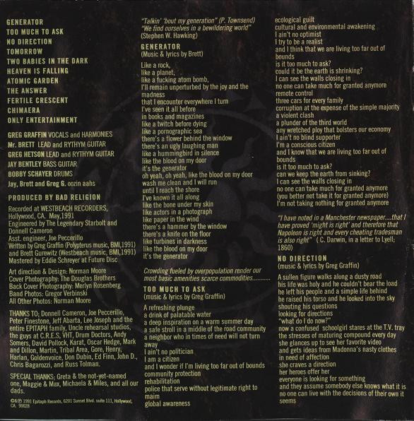 Bad Religion - Generator | Epitaph (E-86416-2) - 4