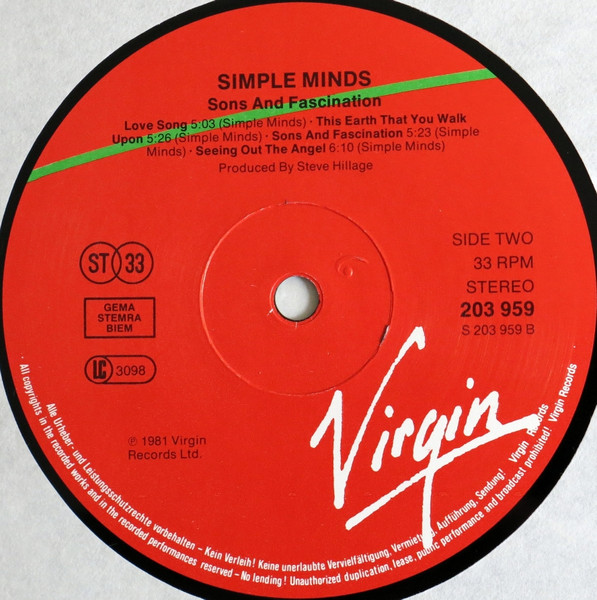 Simple Minds - Sons And Fascination | Virgin (203 959) - 4